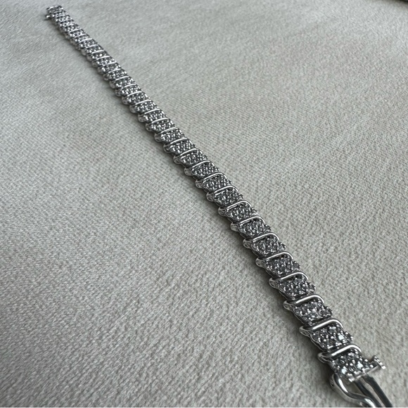 10K White Gold Diamond Bracelet | 2 CTW | 7” | 11.7g | Zales - Picture 5 of 13